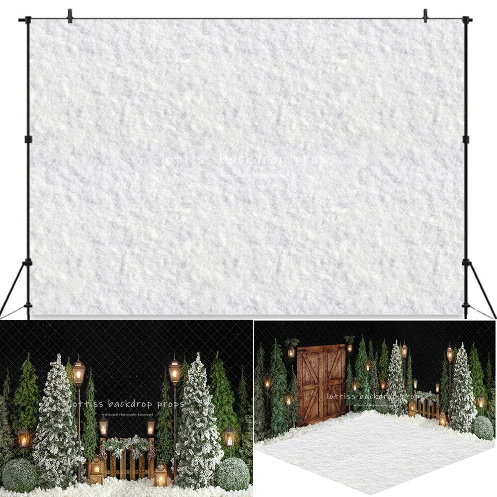 Evening Snowy Holiday Park Backdrops Xmas Kids Photography Props Child Adult Photocall Snowflake Christmas Trees Background