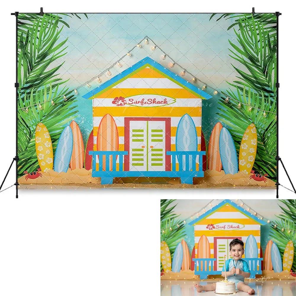 Summer Surf Shack Photography Backdrop Kids Baby Cake Smash Photocall Decors Child Boys Adult Birthday Studio Backgrounds