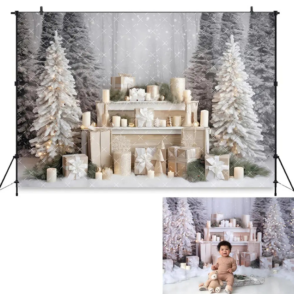 Winter Evening Photography Backdrop Forest Kids Baby Cake Smash Photocall Decors Child Adult Birthday Studio Backgrounds