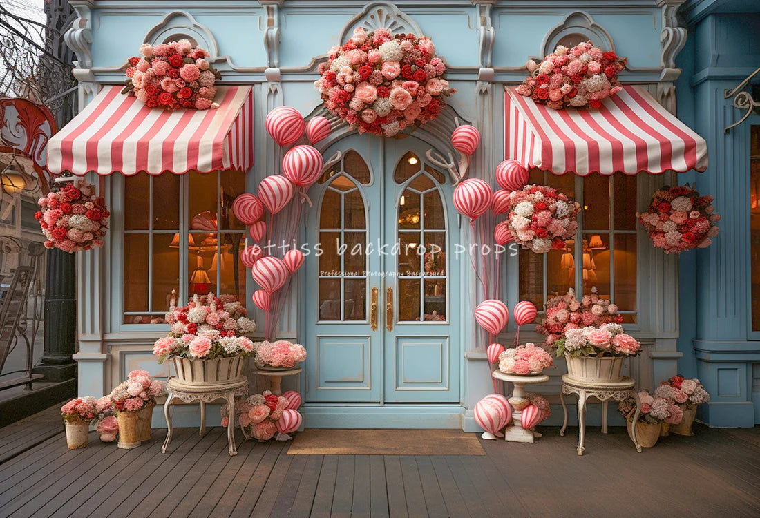 Valentine's Day Shop Front Backdrops Kids Baby Photography Props Child Adult Photocall Rose Floral Kitchen Photocall Backgrounds