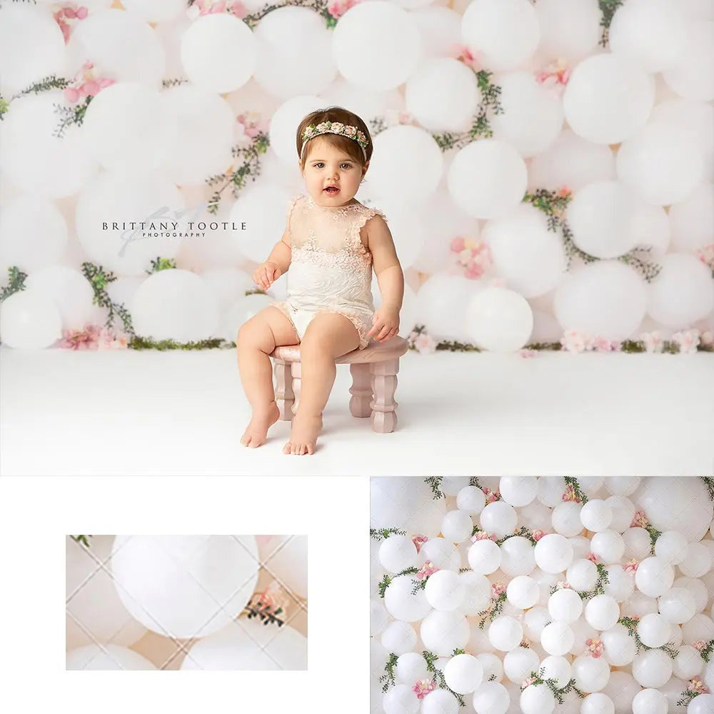 White Balloon Wall Backdrop Kids Baby Cake Smash Photography Props Child Adult Birthday Studio Backgrounds