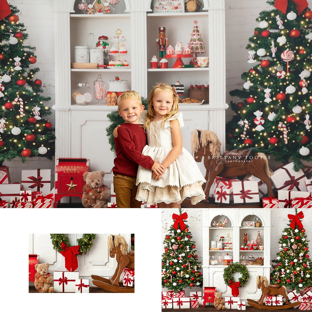 Christmas Holiday Cupboard Backdrops Kids Baby Photography Props Child Adult Photocall Decors Festival Background