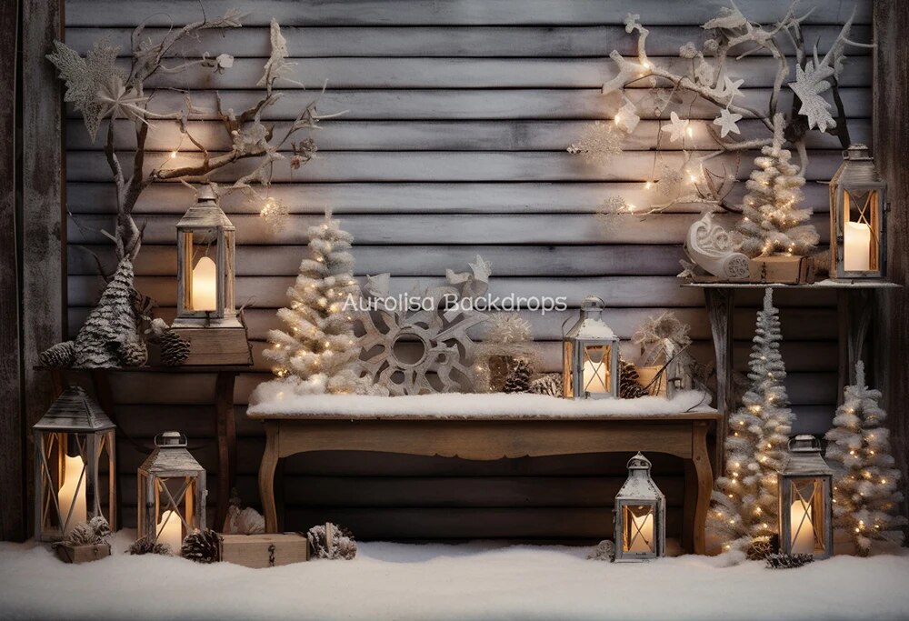 Winter Snowy Forest Backdrops Kids Baby Photography Props Child Adult Photocall Decors Xmas Trees Snowflake Windows Background