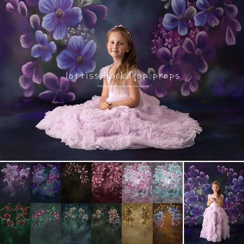 Art Hand Painted Floral Backdrop Adult Pregant Portrait Photography Girl Kids Baby Photocall Props Abstract Texture Background