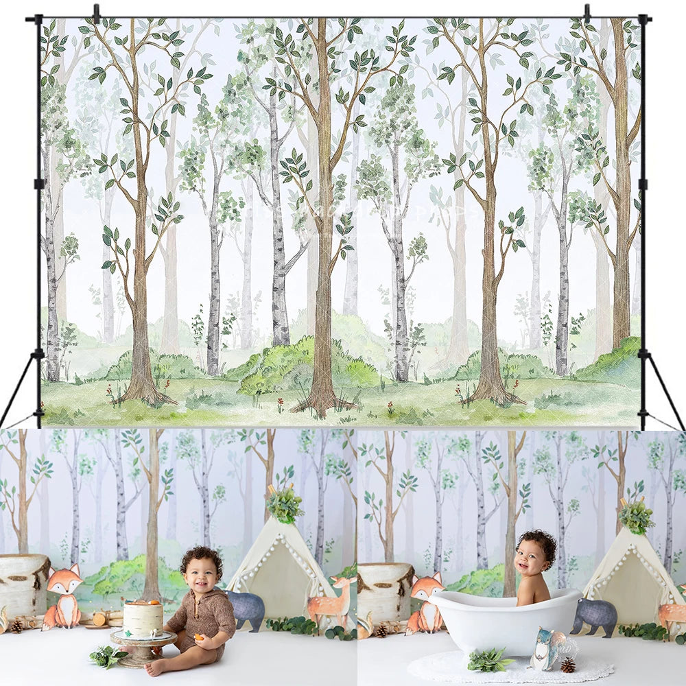 Spring Forest Fox Backdrops Kids Baby Photography Child Baby Photocall Decors Jungle Animals Backgrounds