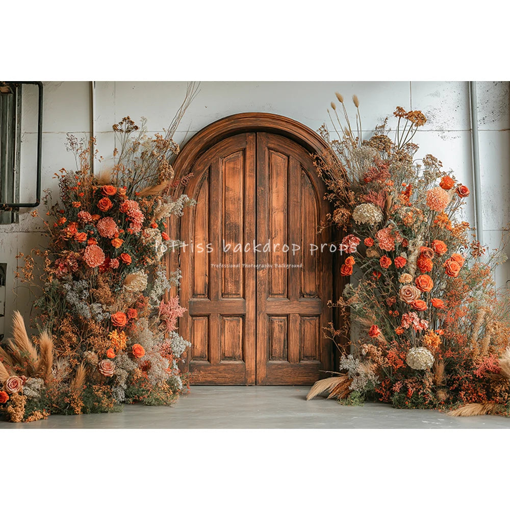 Garden Wooden Doors Backdrops Kids Baby Photography Child Cake Smash Woman Photocall Decors Spring Backgrounds