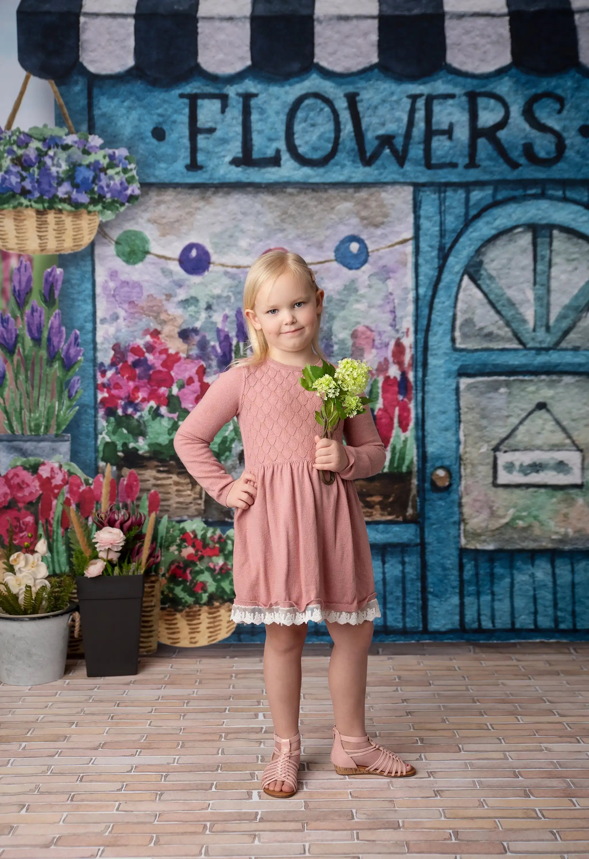 Bloom Floral Shop Backdrops Kids Girl Photography Props Child Baby Photocall Decors Garden Flower Market Backgrounds