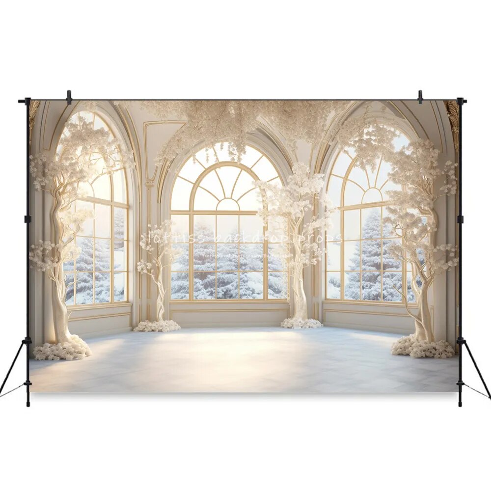 Winter Living Room Backdrops Christmas Kids Adult Photography Props Child Baby Wedding House Castle Background