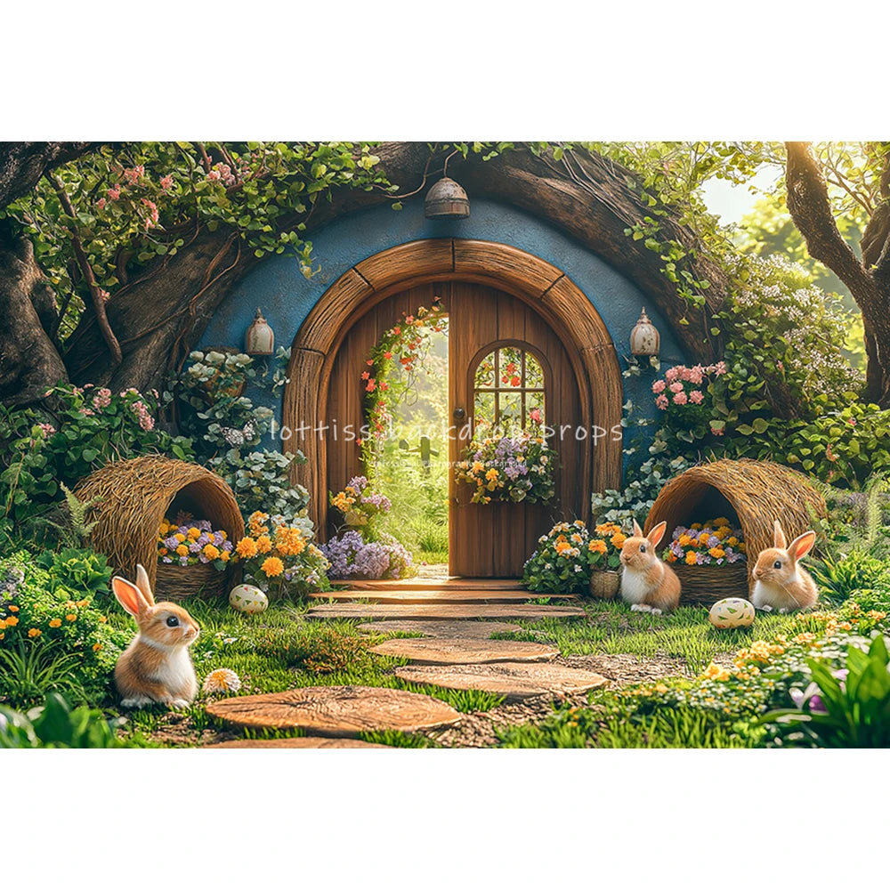 Easter Bunnies Carrots Farm Backdrops Kids Baby Birthday Cake Smash Photocall Spring Garden Jungle Props Backgrounds