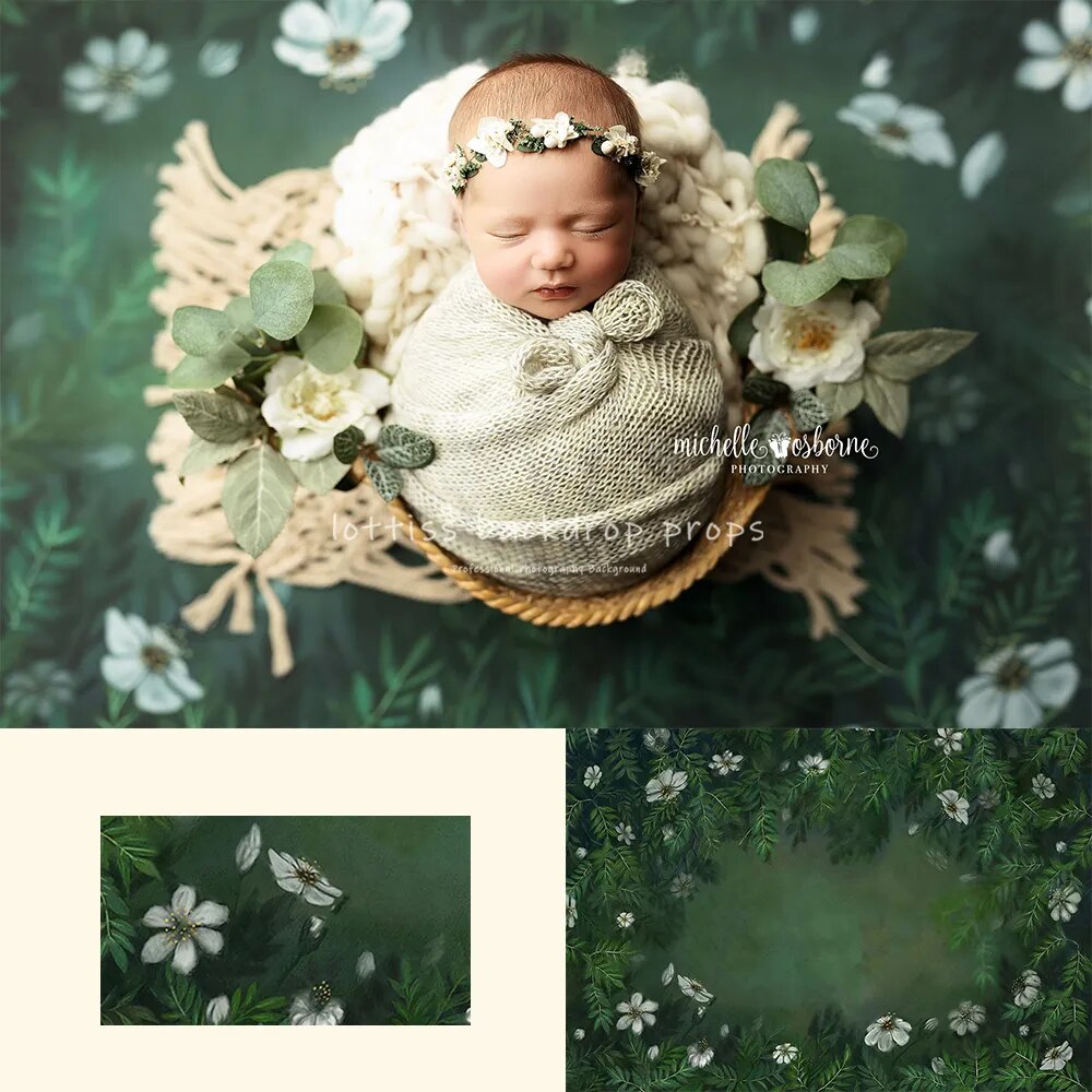 Solid Color Kids Photography Backdrop Art Floral Baby Child Newborn Cake Birthday Props Abstract Hand Painted Flower Background