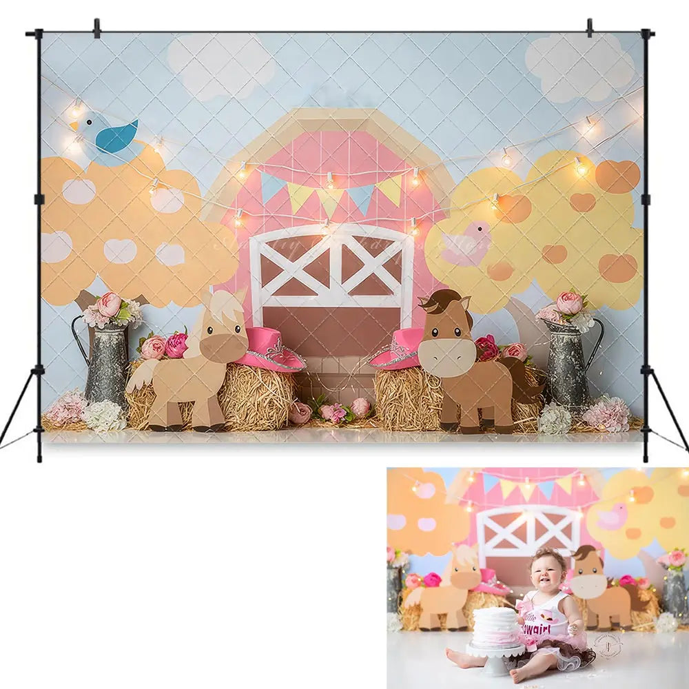 Themed Backdrop Child Baby Birthday Cake Smash Photography Decor  Kids Portrait Family Party Photocall Background