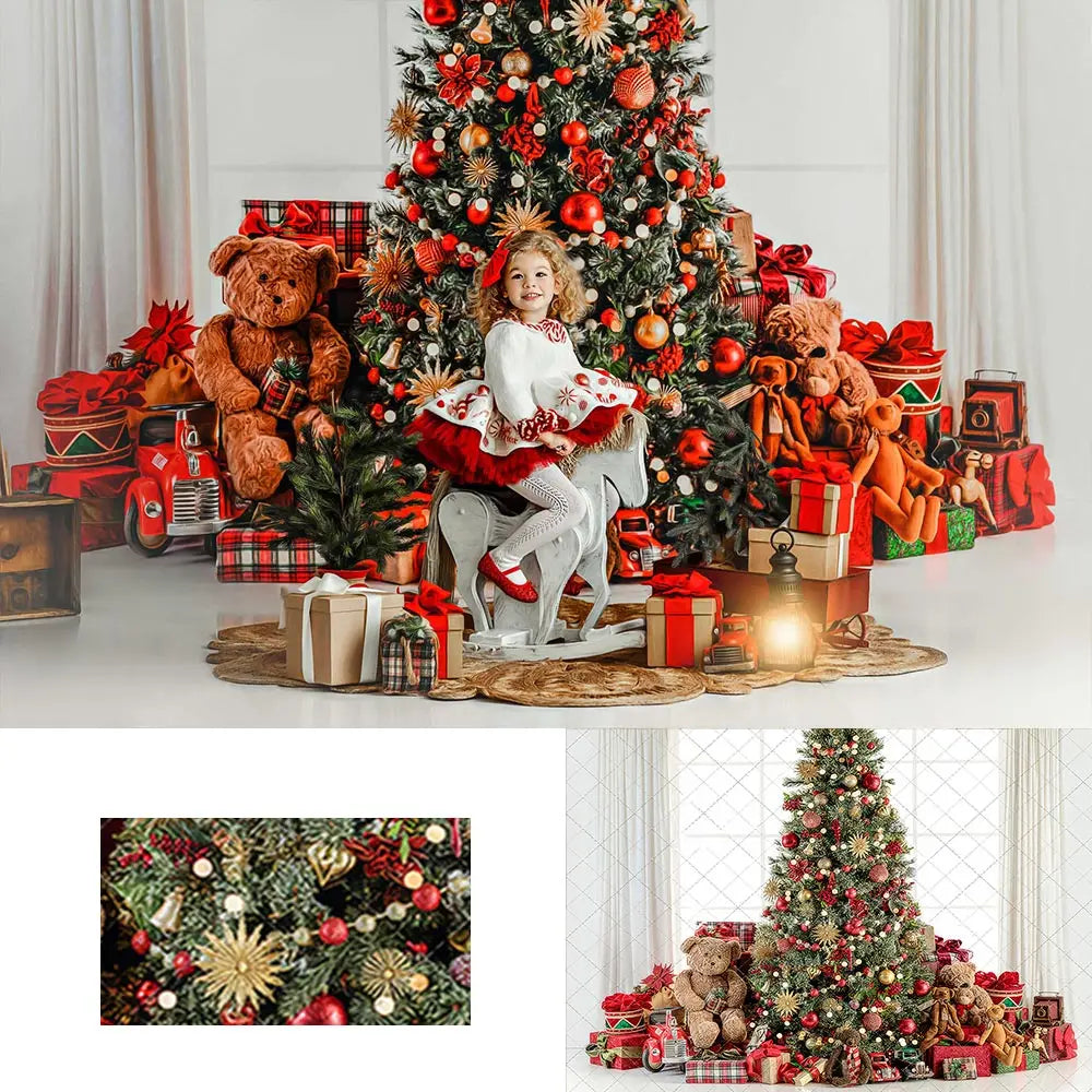 Christmas Gifts Photography Backdrop Kids Baby Cake Smash Photocall Decors White Window Adult Family Studio Backgrounds