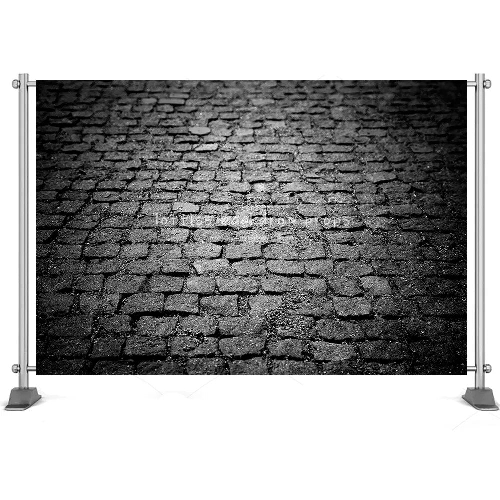 Fond de route en pierre noire foncée, accessoires de photographie de sol pavé, conception de Texture, arrière-plan de rue de chaussée, accessoires de séance photo 