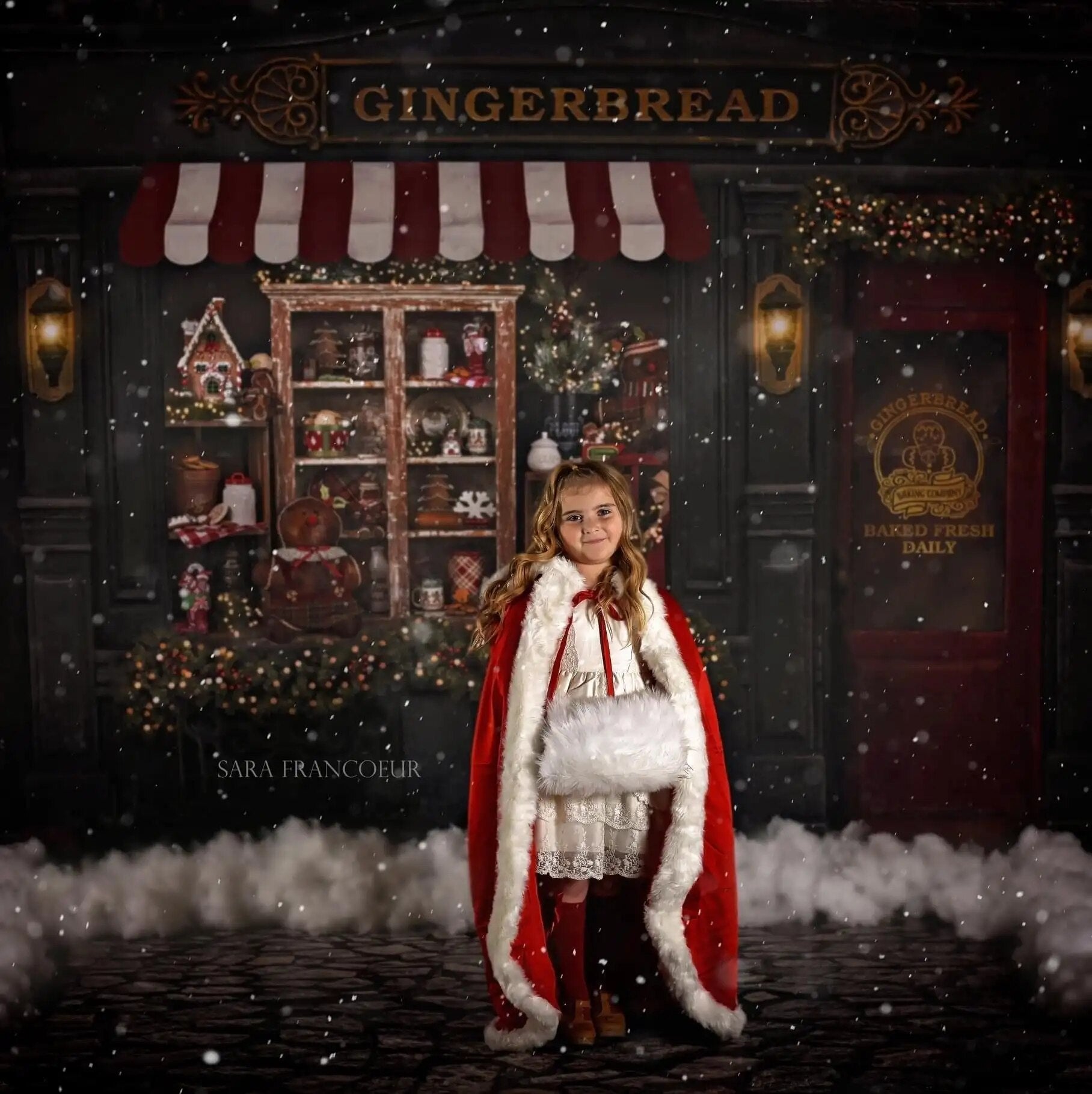 Magical Main Street Gingerbread Large Door Backdrops Kids Adult Photography Props Child Baby Photocall Christmas Background