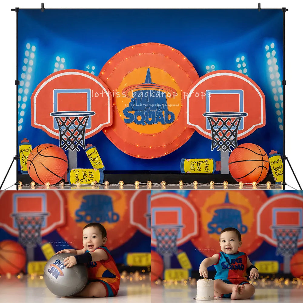 Arrière-plan de basket-ball, gâteau pour enfants, arrière-plan de Smash, accessoires de photographie d'anniversaire pour bébé, arrière-plan de sport 