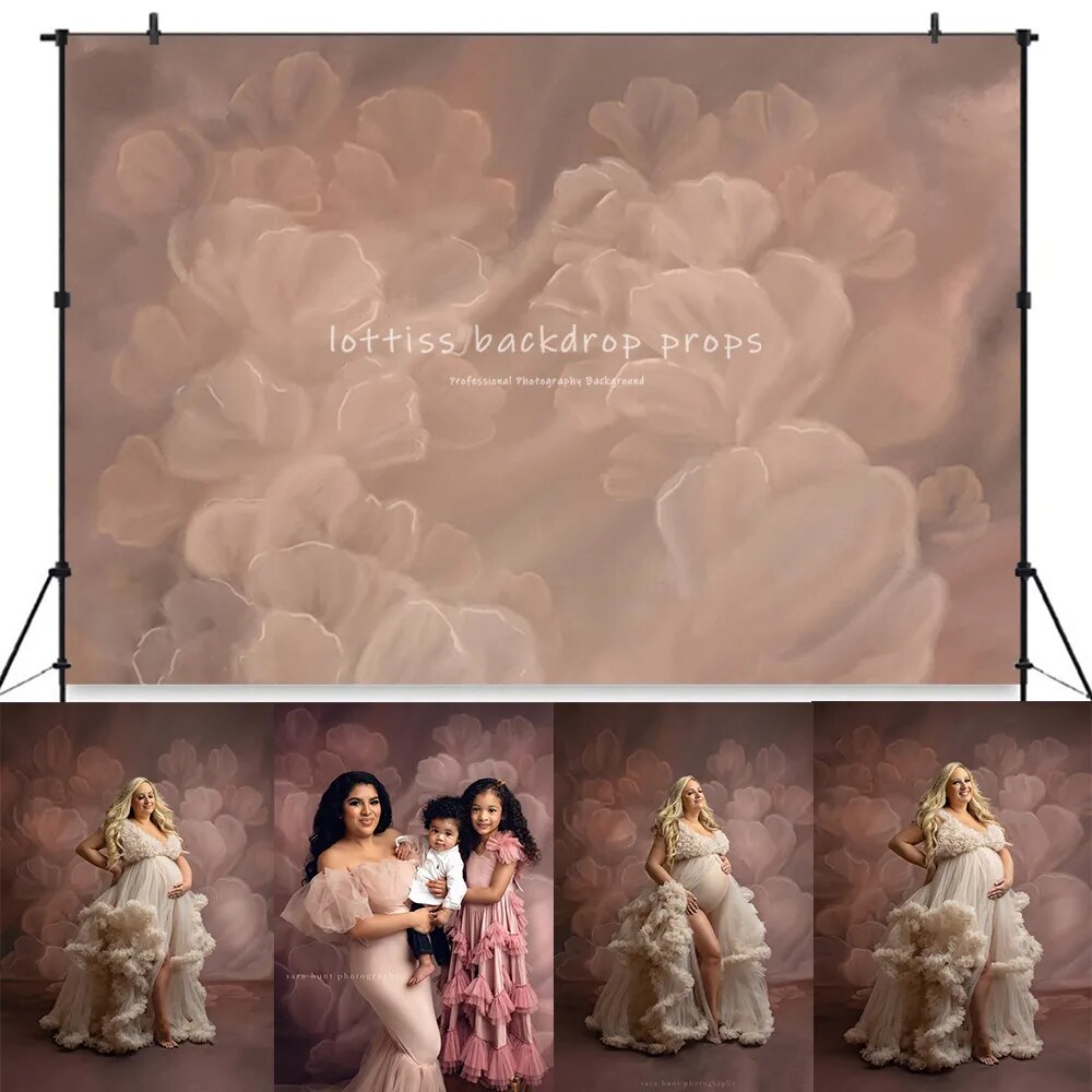 Pink Floral Vintage Abstract Floral Photography Backdrops Pregnant Woman Adult Art Portrait Photo Background Photocall Props