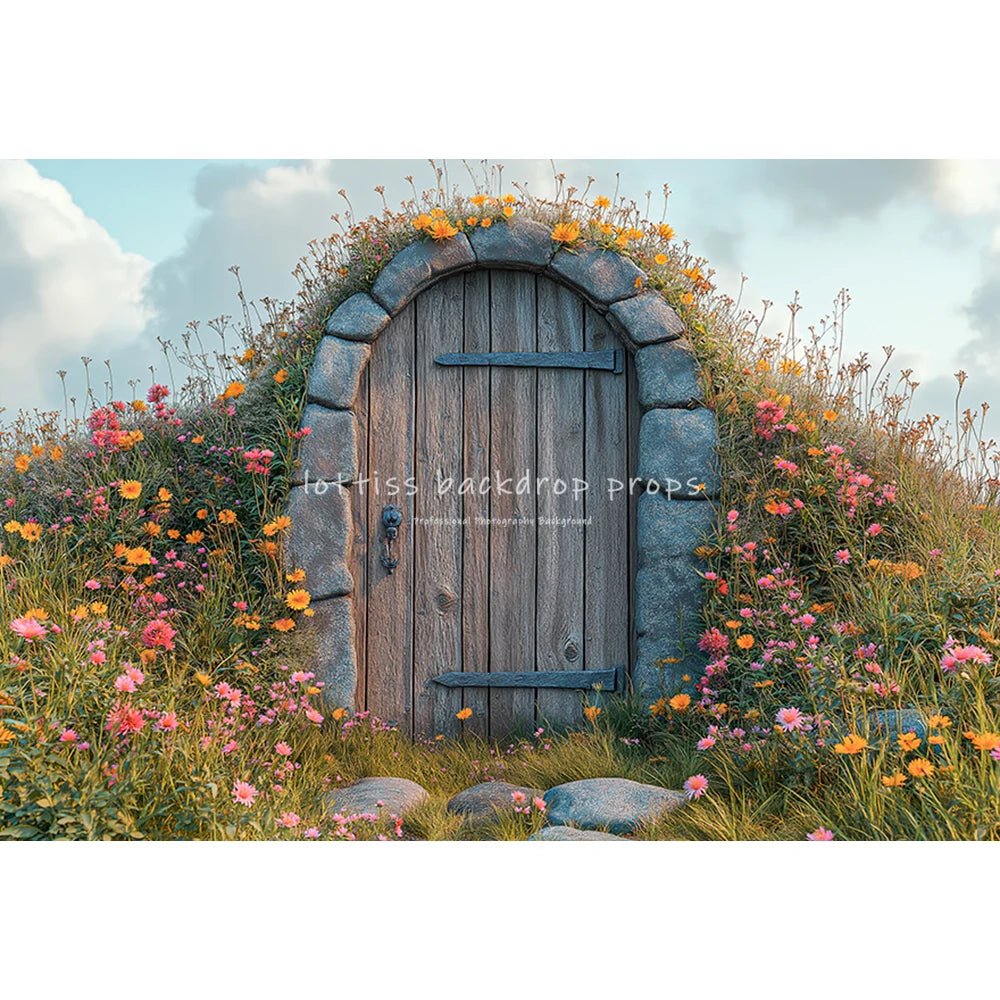 Garden Wooden Doors Backdrops Kids Baby Photography Child Cake Smash Woman Photocall Decors Spring Backgrounds