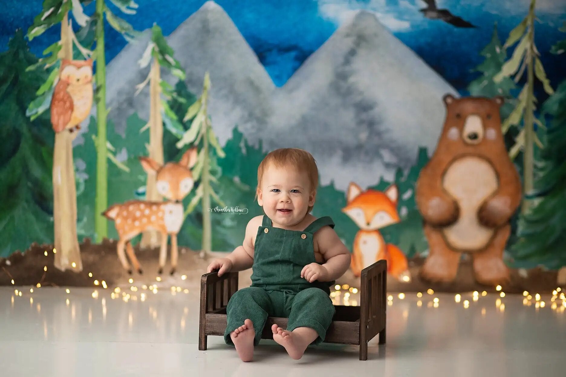 Watercolor Woodland Backdrops Adult Kids Cake Smash Photography Child Baby Photocall Jungle Forest Animals Background