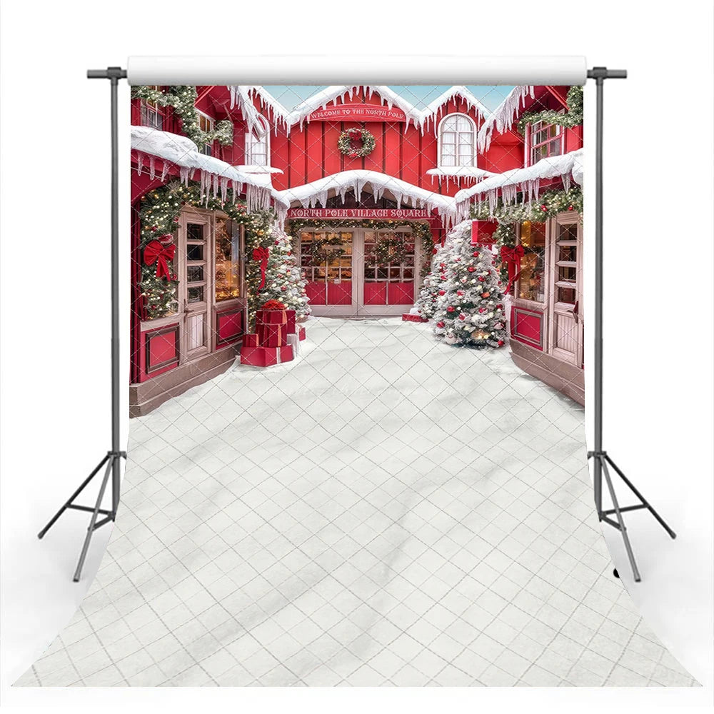 Santas North Pole Village Workshop Photography Backdrop Kids Baby Cake Smash Photocall Decors Girls Adult Birthday Backgrounds