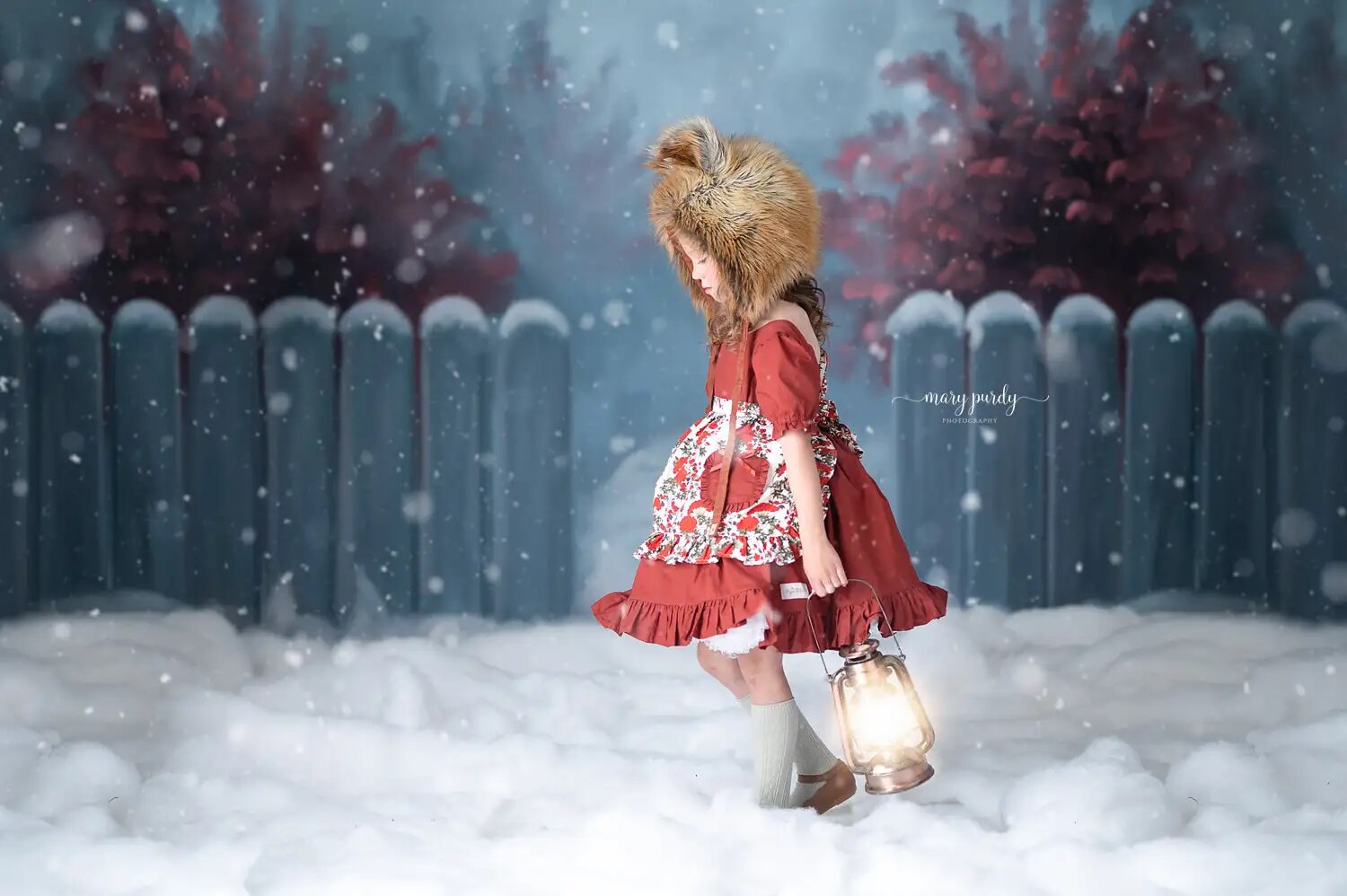 Winter Garden Backdrops Kids Girl Photography Child Adult Photocall Props Floral Xmas Snowy Forest Snowflake Backgrounds