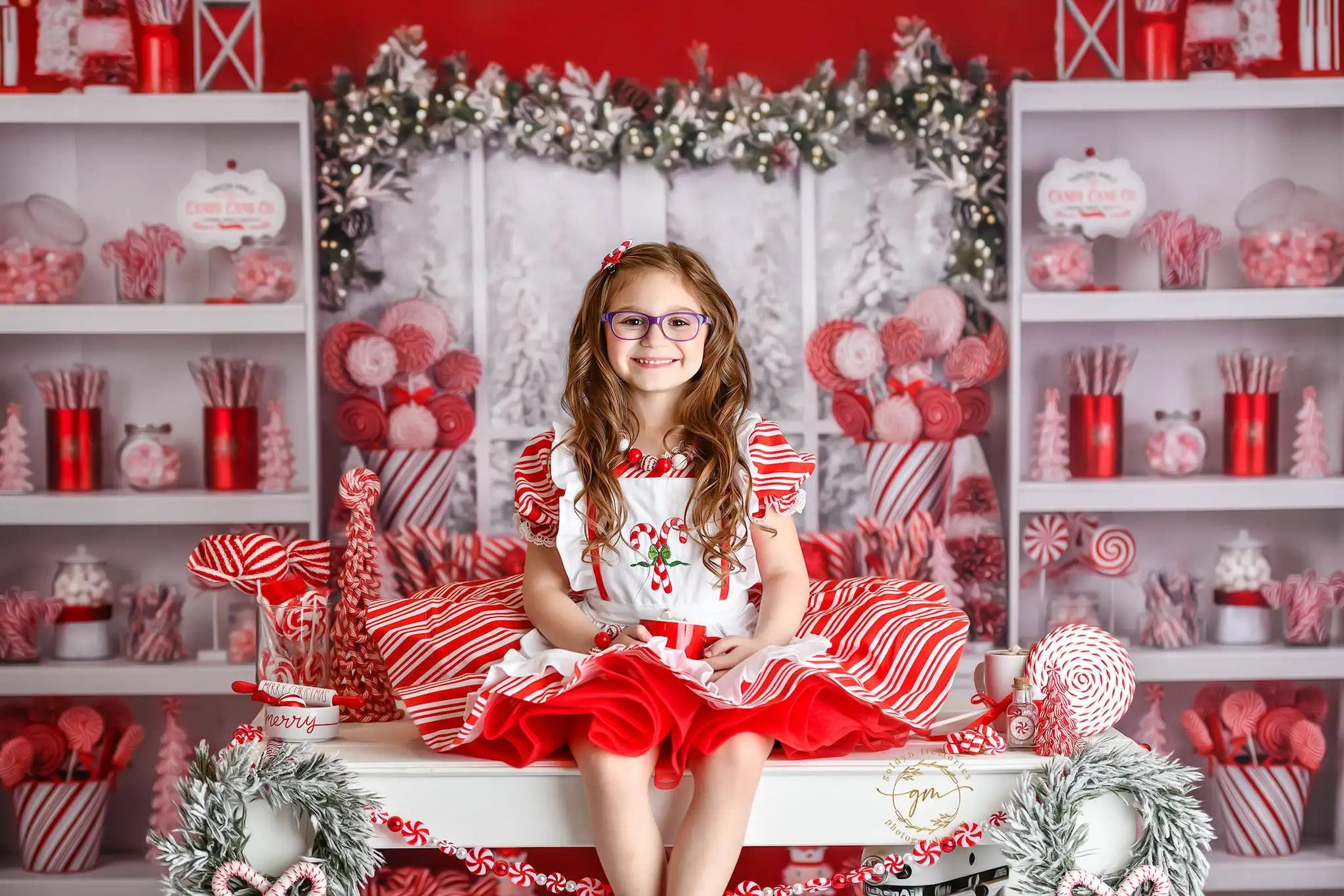 Red Christmas Wall Backdrop Candy Gifts Girls Adult Birthday Studio Backgrounds Kids Baby Cake Smash Photography Props