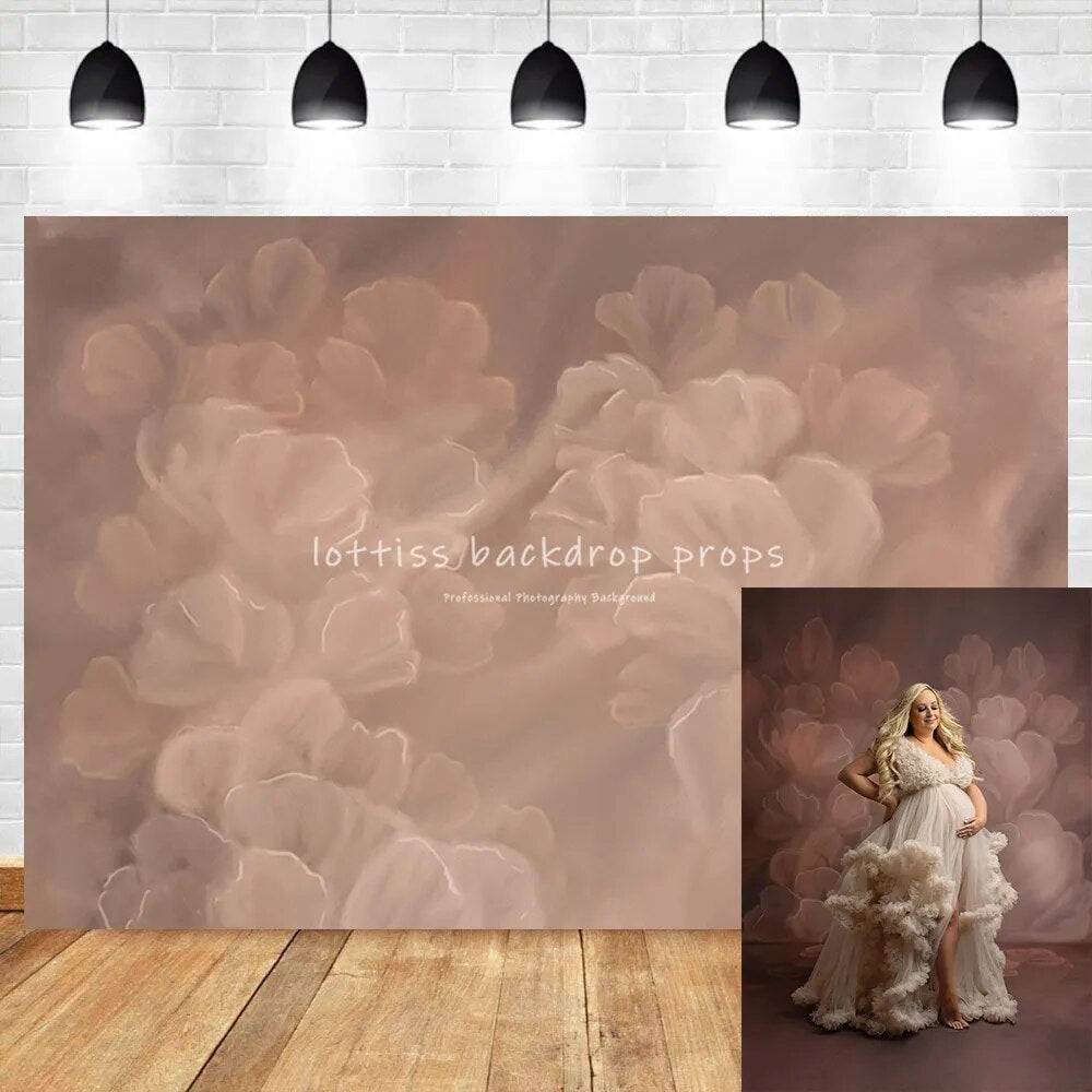 Pink Floral Vintage Abstract Floral Photography Backdrops Pregnant Woman Adult Art Portrait Photo Background Photocall Props