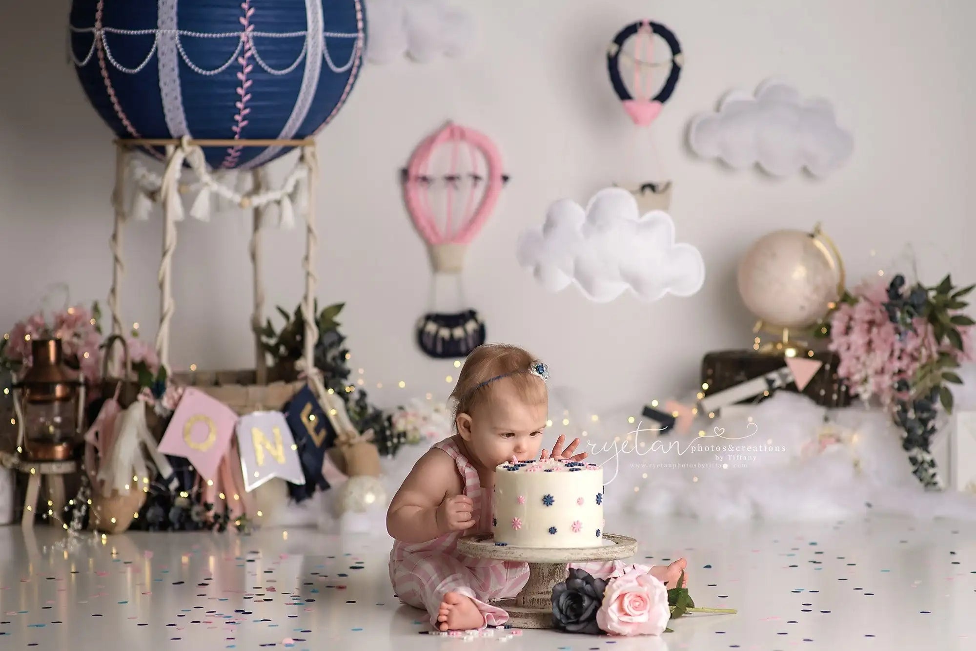 Up and Away Photography Backdrop Kids Baby Cake Smash Photocall Decors Child Adult Birthday Backgrounds