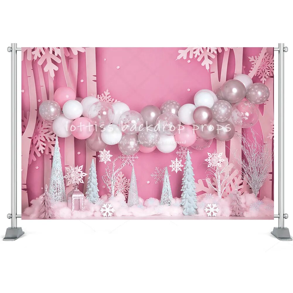 Winter Snowflake Forest Backdrop Wonderland Kids Cake Smash Props Newboran Baby Photocall Birthday Portrait Photo Background