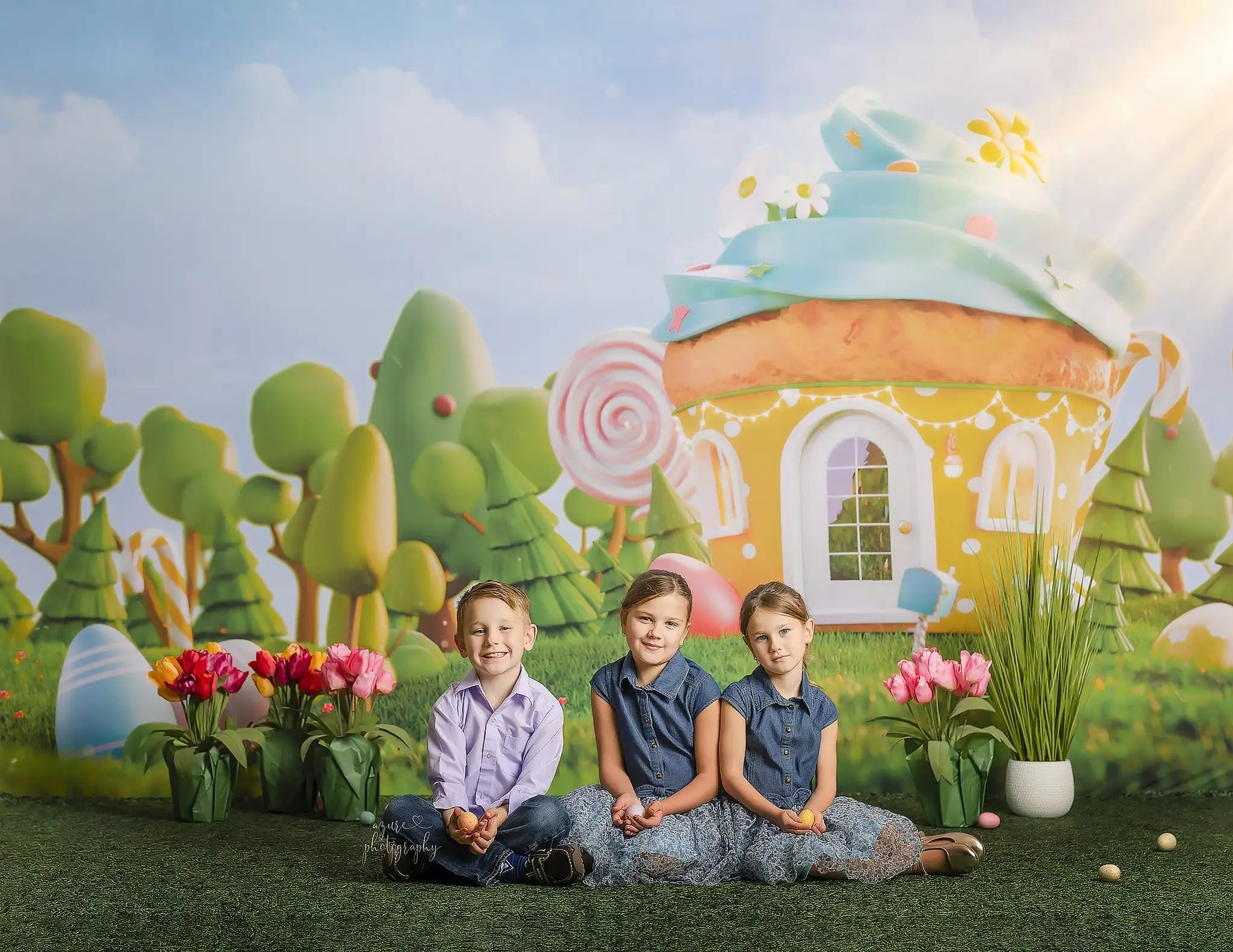 Spring Easter Treats Backdrops Boy Kids Photography Props Child Adult Photocall Decors Cartoon Countryside Scene Backgrounds