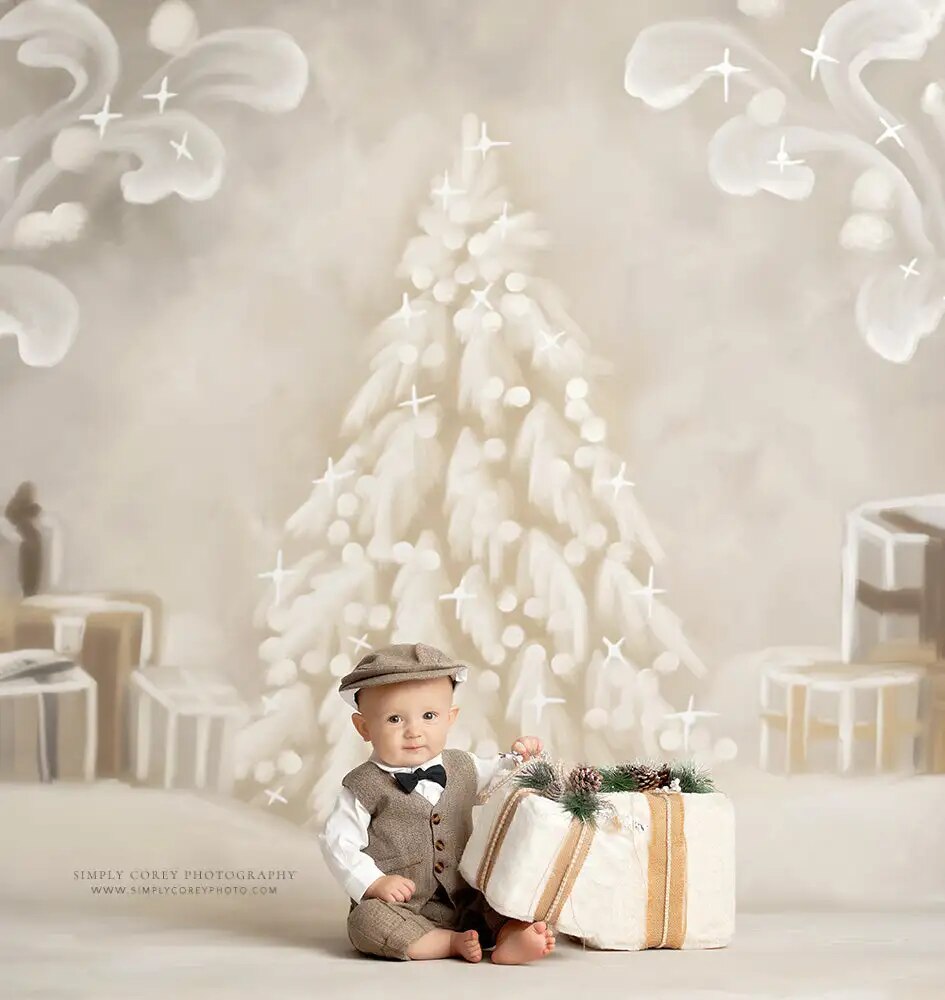 Winter Snowy Shimmer Xmas Trees Backdrops Kids Baby Photocall Portrait Photography Christmas Snowflake Forest Background