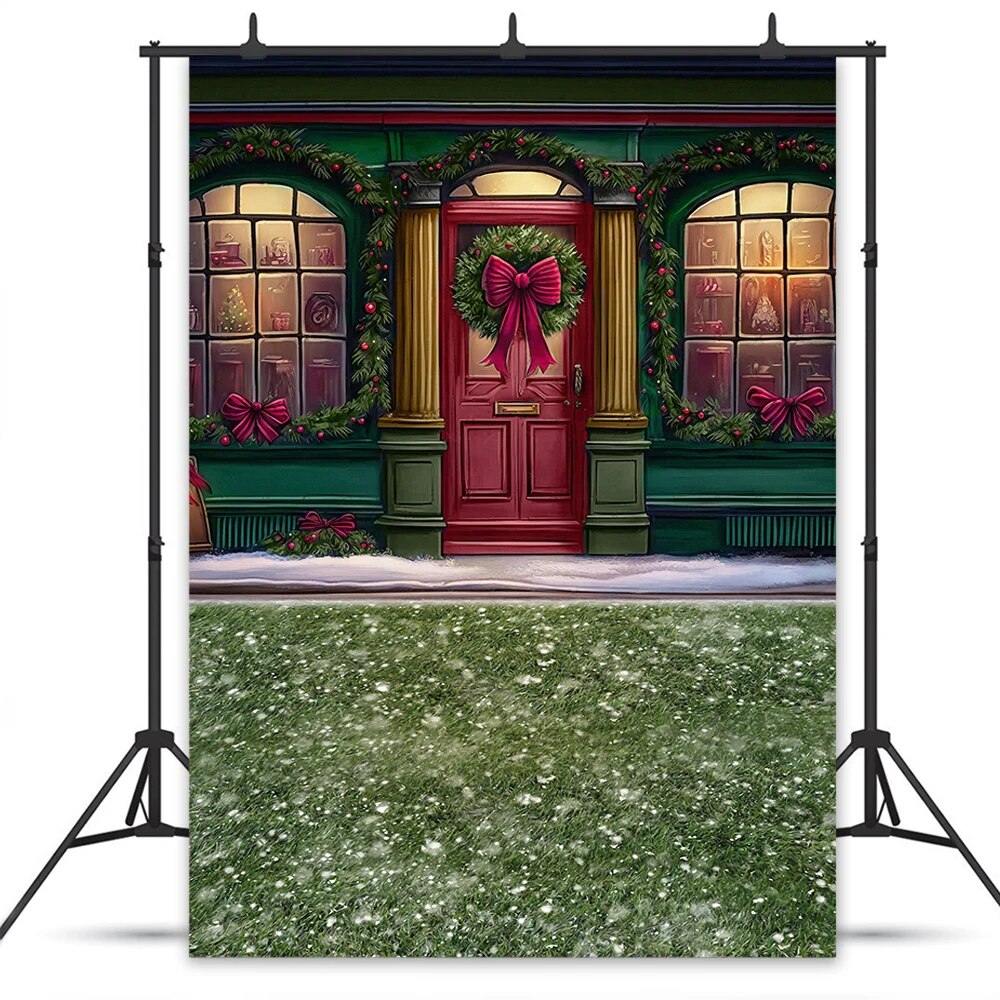 Wintertime Shop Backdrops Xmas Kids Baby Photography Props Child Adult Photocall Decors Winter Store Front Snowflake Background