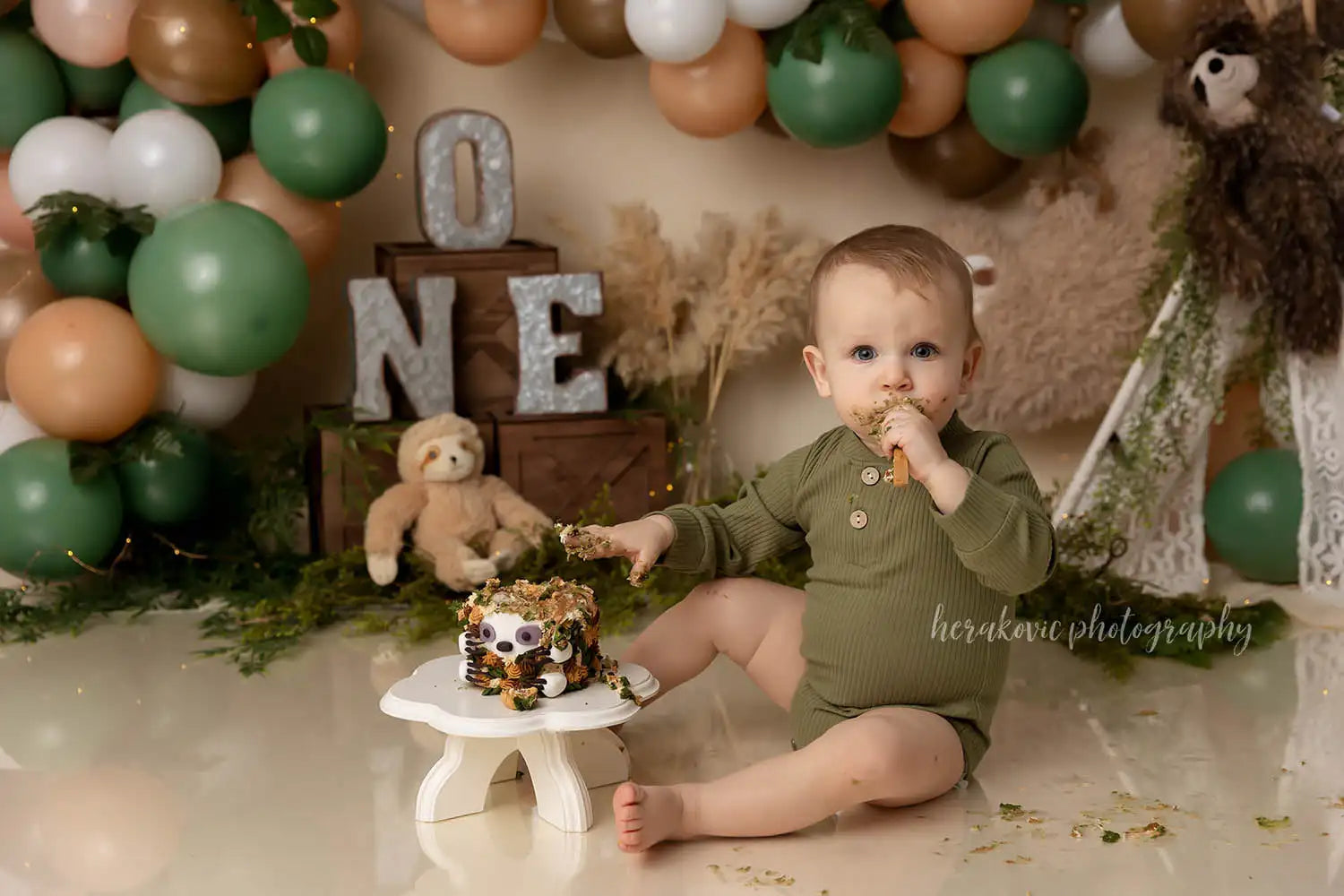 Sloth Balloon Arch Backdrop Kids Baby Cake Smash Photography Props Child Boys Adult Birthday Studio Backgrounds