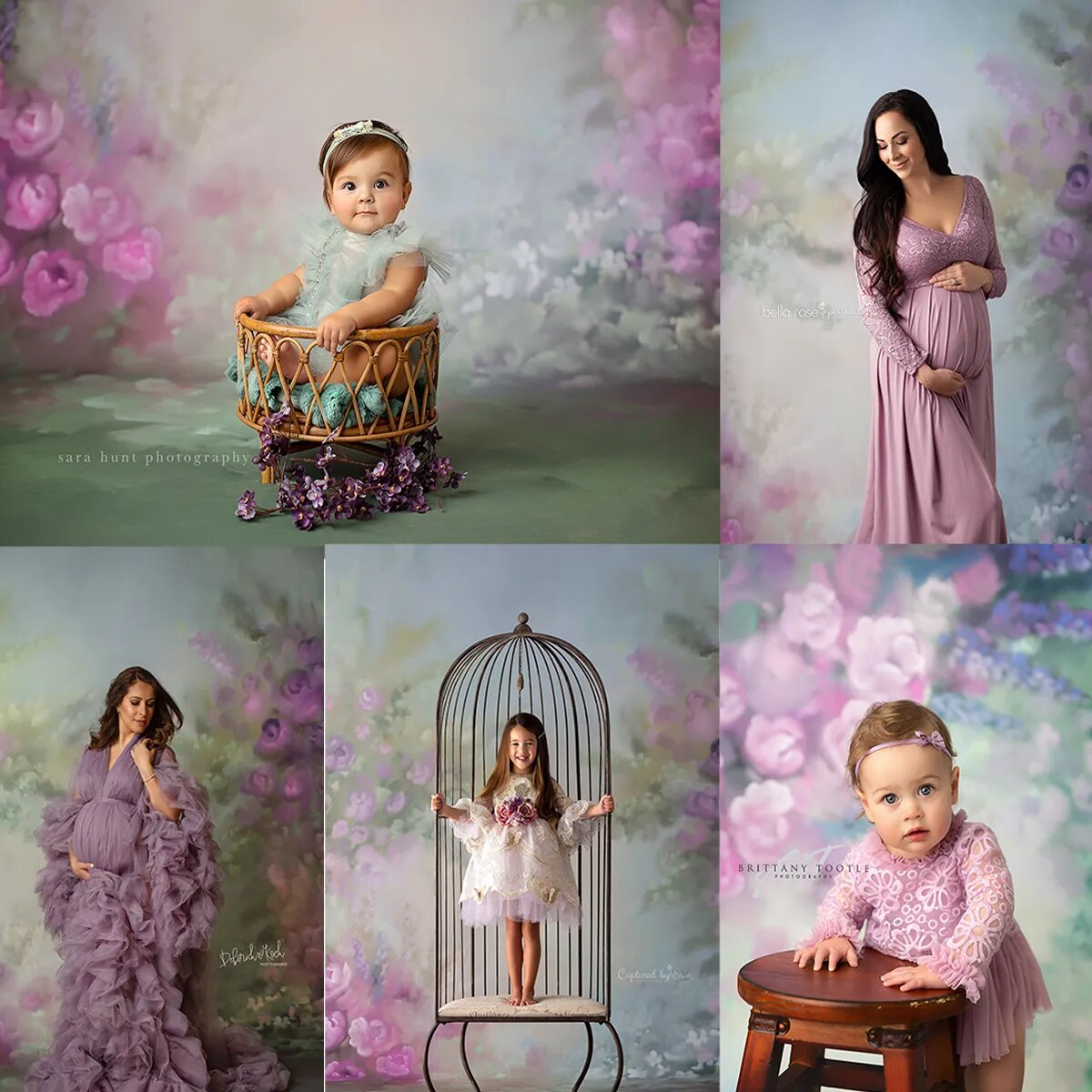 Fine Art Flower Backdrop Child Gril Portrait Pregnant Woman Photocall Photostudio Props Pink Floral Garden Background