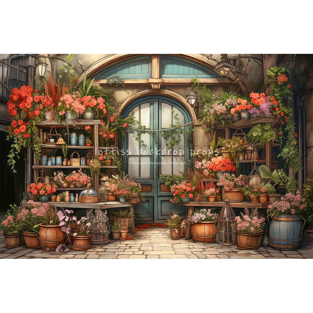 Floral Market Backdrops Kids Baby Photography Child Adult Photocall Flower Spring Photocall Rose Store Streets Backgrounds