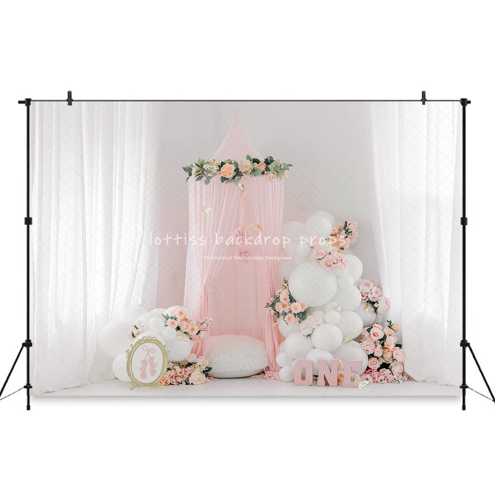 Rose Tea Party Spring Garden Backdrops Kids Girl Photocall Child Baby Cake Smash Photography Pink Flower Wooden Door Backgrounds