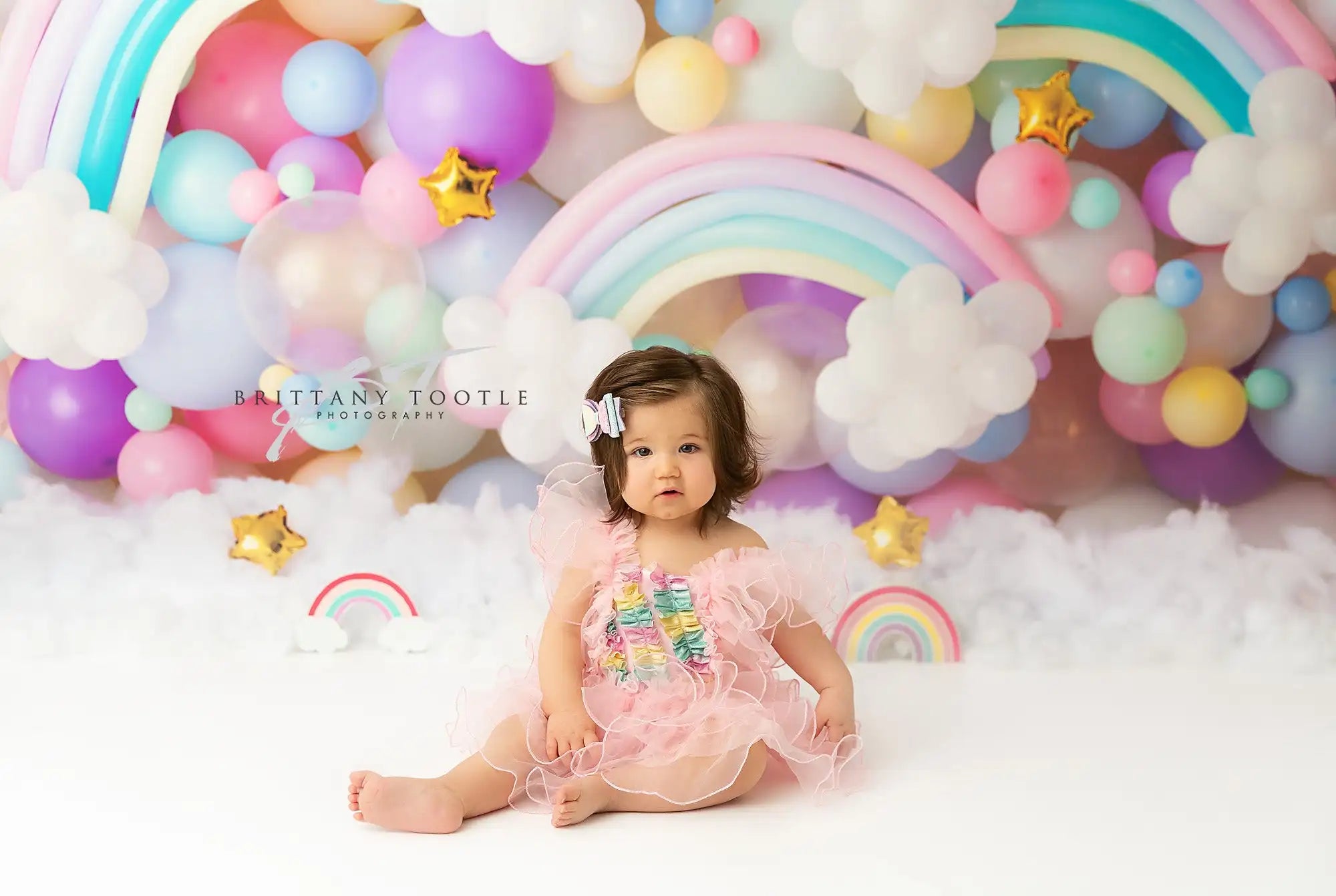 Rainbow Balloons Backdrops Kids Baby Cake Smash Photography Props Child Girls Photocall Decor Birthday Studio Backgrounds