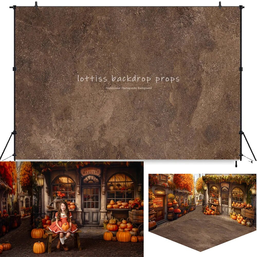 Autumn Harvest Street Backdrop Kids Photography Child Adult Photocall Props Baby Birthday Fall Farm Halloween Pumpkin Background