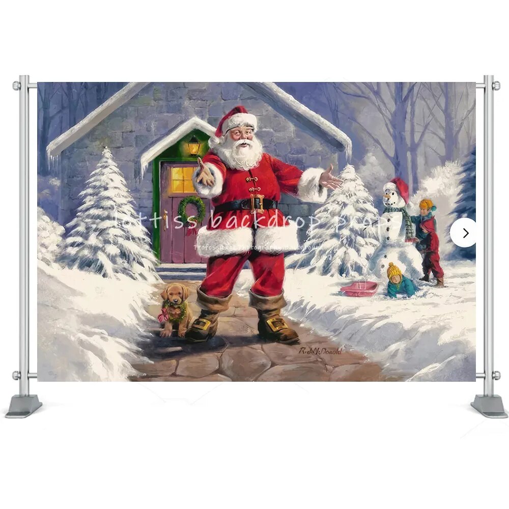 Christmas Santa Photography Backdrops Family Store Festival Decors Adult Kids Photocall Props Winter Snowfield Gift Photostudio