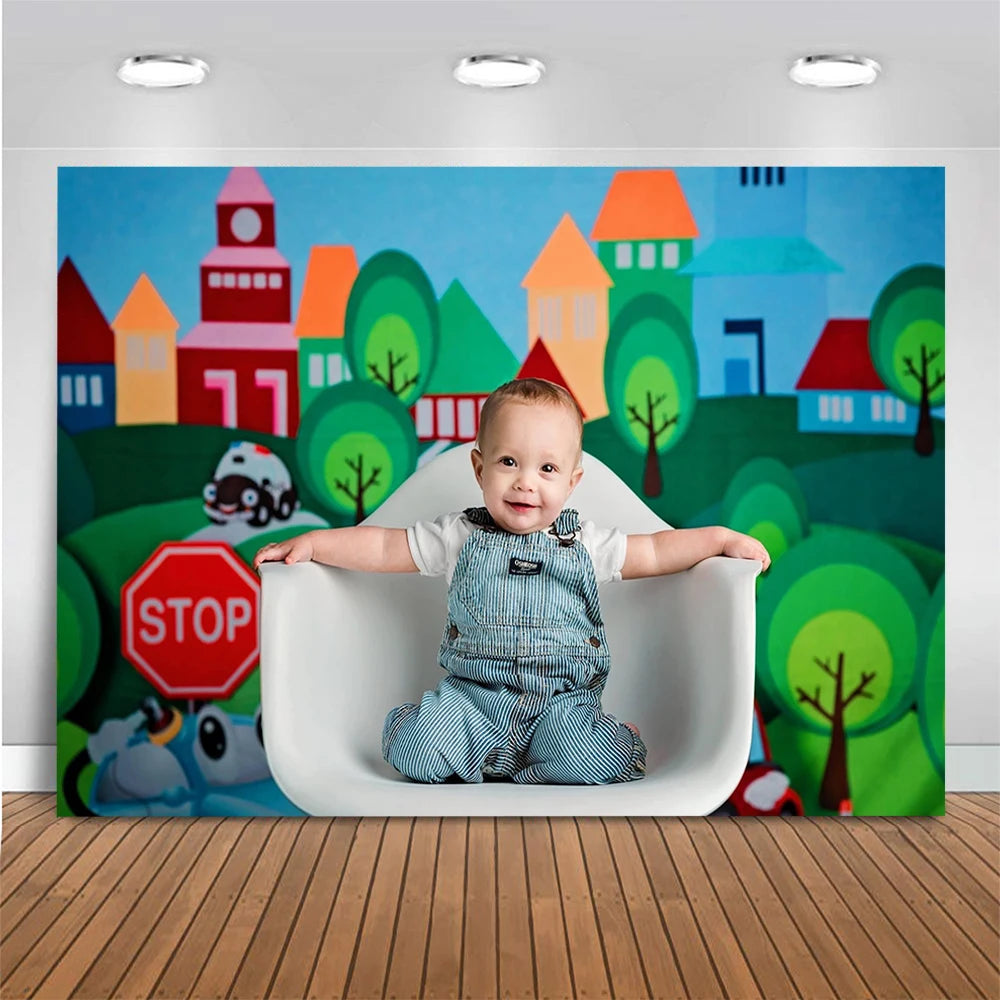 Cartoon Animation Storybook Cars Photo Background Monsters Party Photography Backdrop Birthday Cake Smash Photo Studio Props