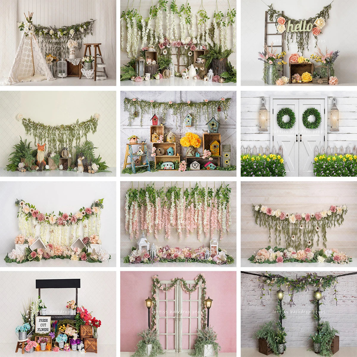 Spring Floral Wall Backdrops Kids Baby Photography Child Adult Photocall Cake Smash Birthday Photocall Floral Martets Background