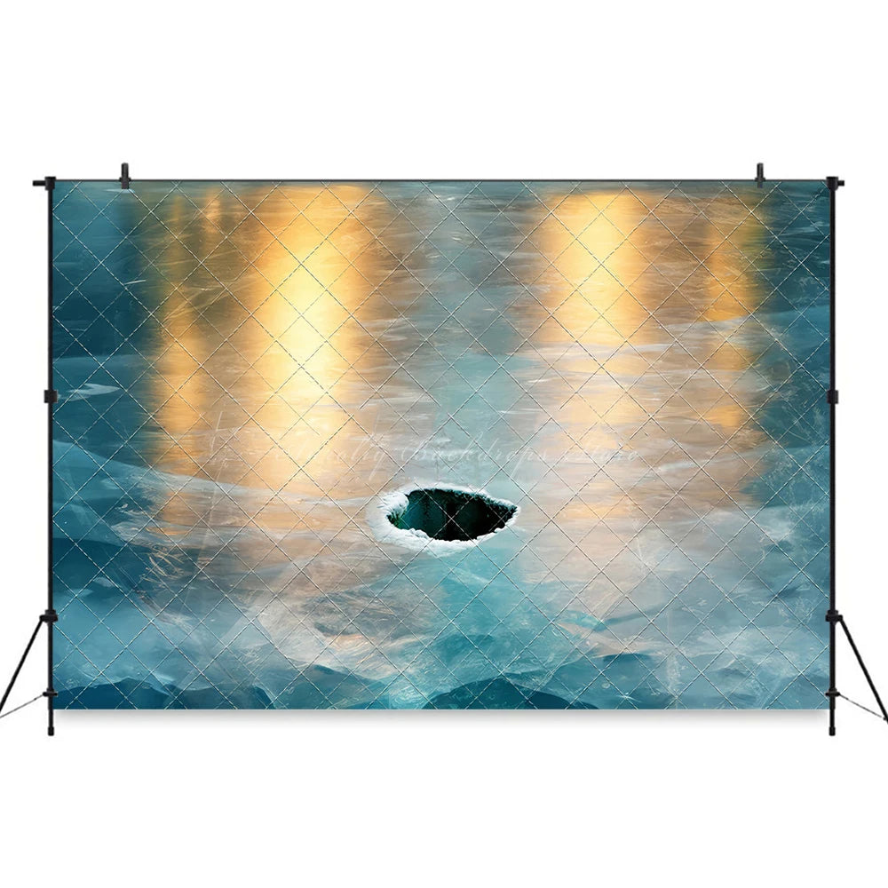 North Pole Frozen Lake Fishin Hole Photography Backdrop Kids Baby Cake Smash Photocall Decors Child Adult Studio Backgrounds