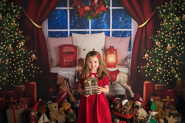 Magical Christmas Window Backdrops Kids Adult Photography Child Birthday Baby Xmas Trees Toy  Festival Background