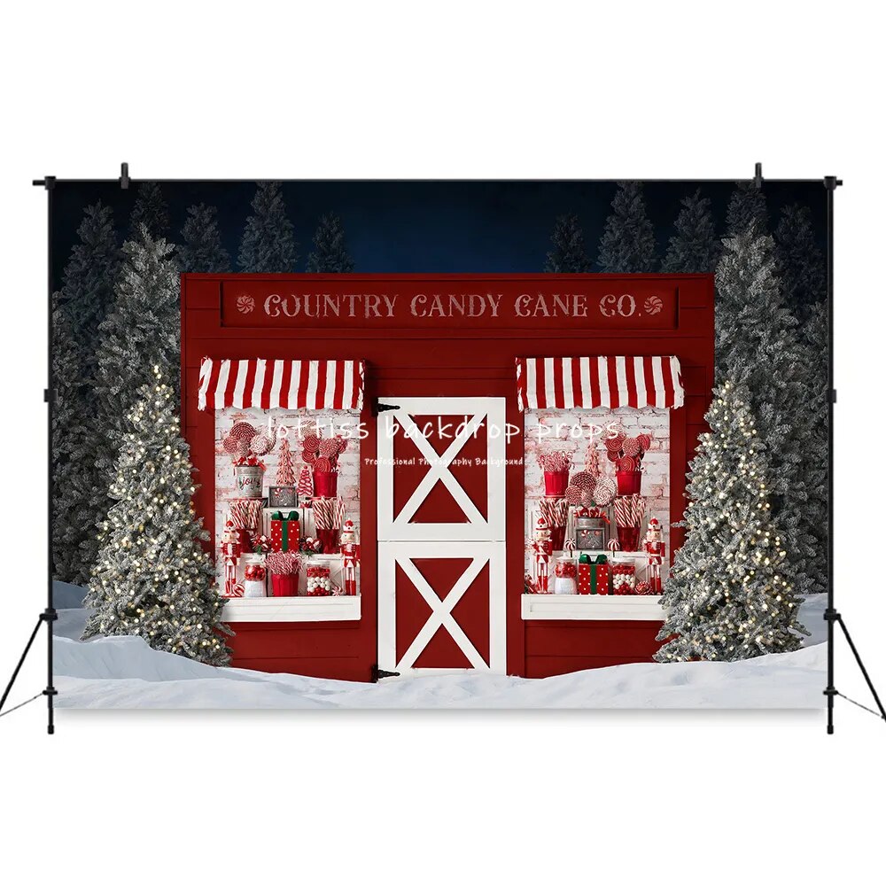 Christmas Santa Shop Backdrops Kids Adult Photocall Props Child Baby Photography Winter Country Gingerbread Store Background