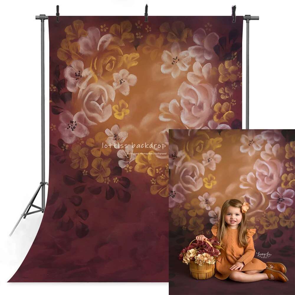 Art Hand Painted Floral Backdrops Kids Baby Photography Newborn Adult Child Photocall Props Garden Spring Flowers Background