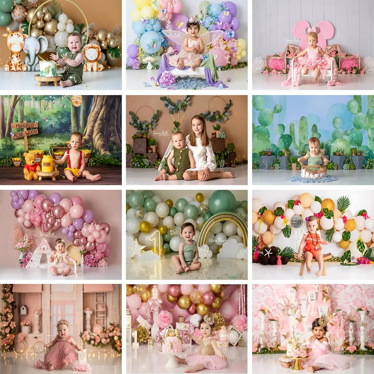 Spring Floral Balloons Photography Backdrop Kids Baby Cake Smash Photocall Decor Boho Rainbow Child Girl Adult Studio Background