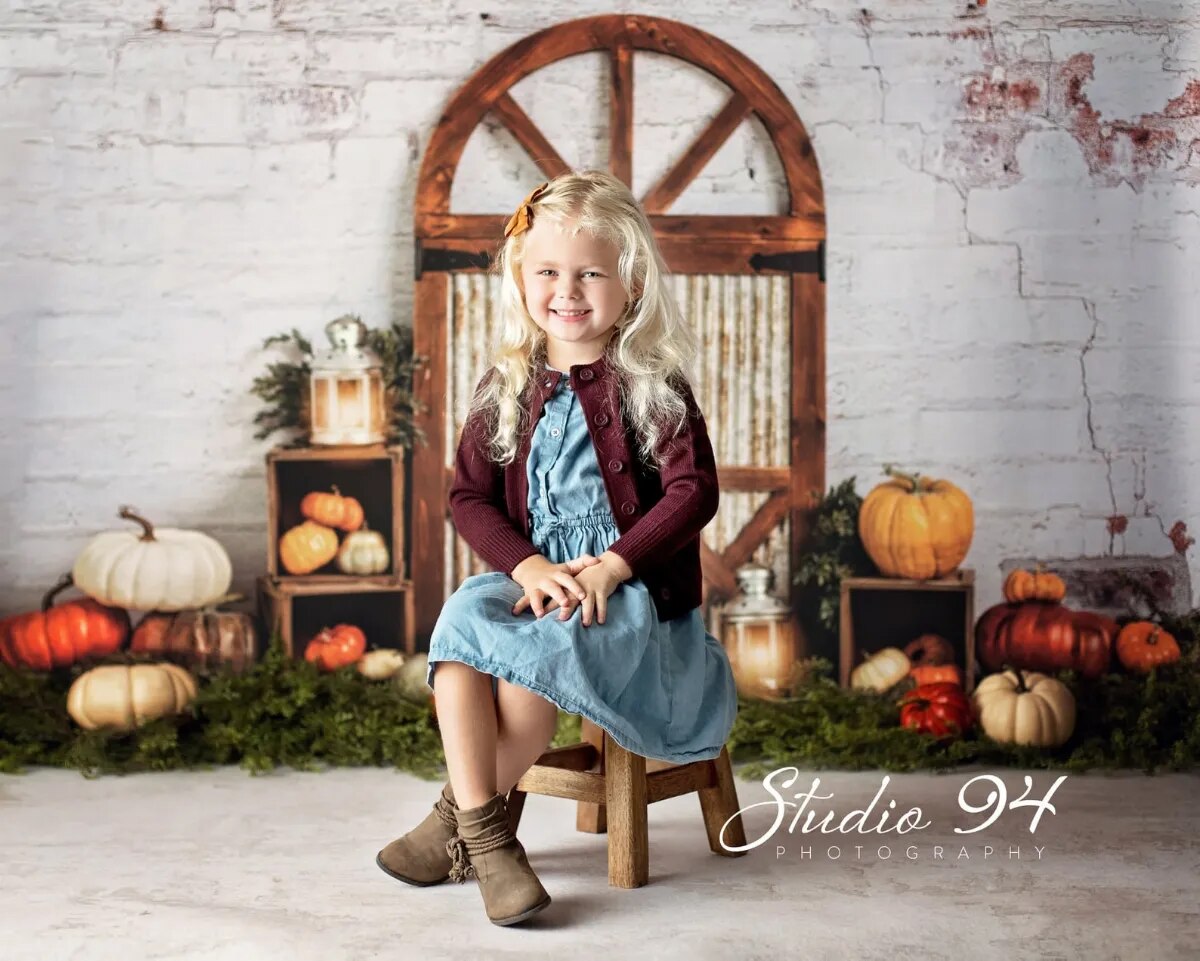 Autumn Archway Backdrops Kids Baby Photocall Props Child Adult Photography Fall Farm Pumpkin Decors Background