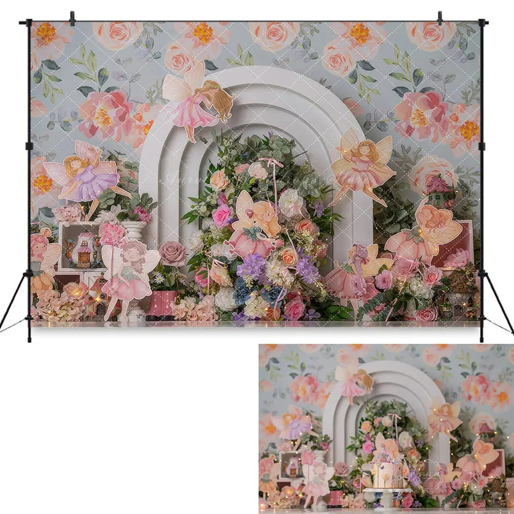 Spring Floral Balloon Arch Photo Backdrop Kids Baby Birthday Party Decors Child Adult Family Photo Shoot Studio Backgrounds