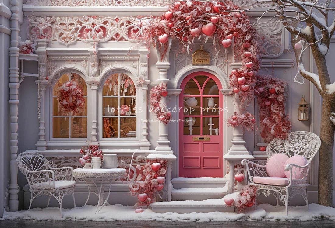 Valentine's Day Shop Front Backdrops Kids Baby Photography Props Child Adult Photocall Rose Floral Kitchen Photocall Backgrounds