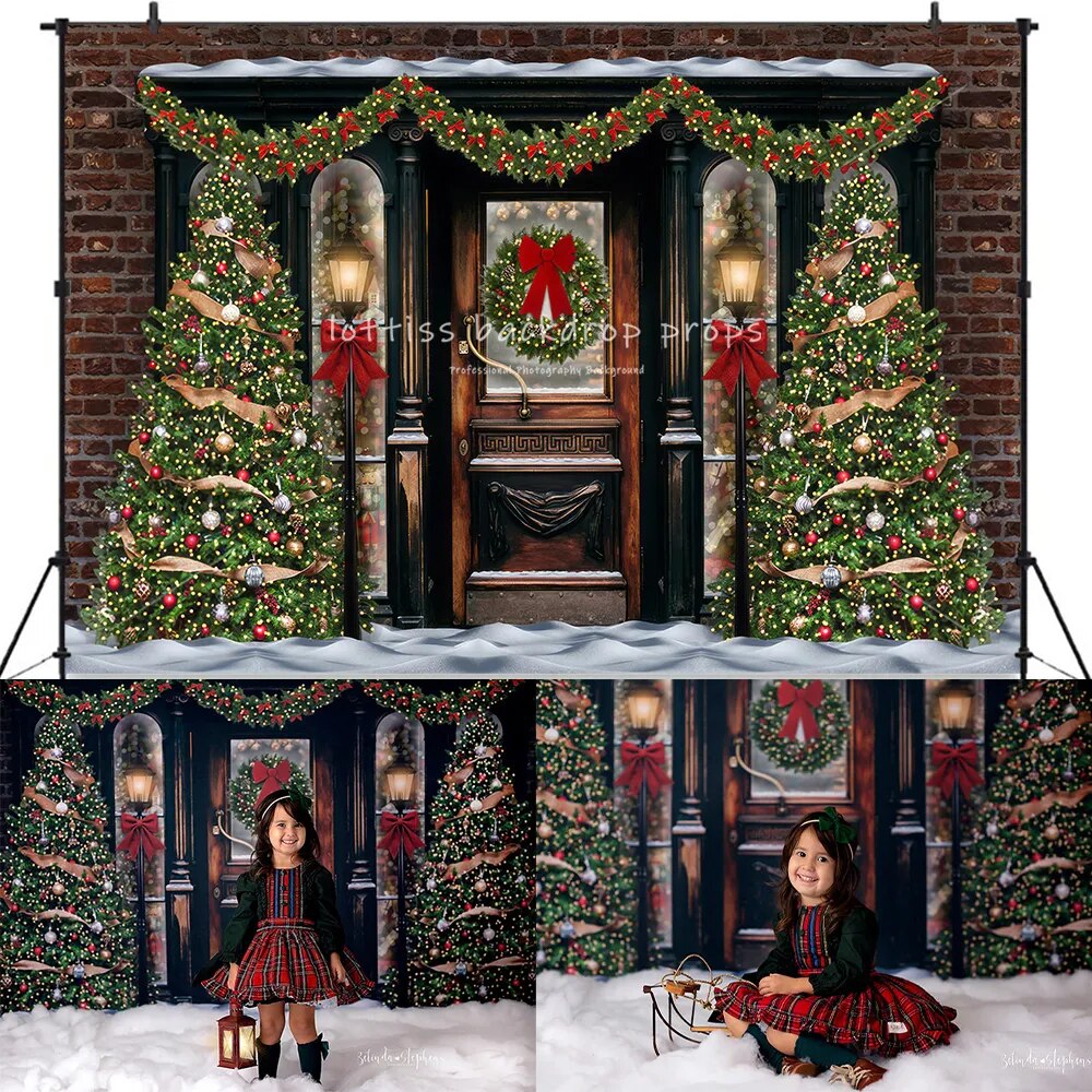 Christmas Forest Store Backdrops Kids Adult Photography Birthday Cake Smash Decors Family Winter House Snowflake Backgorund