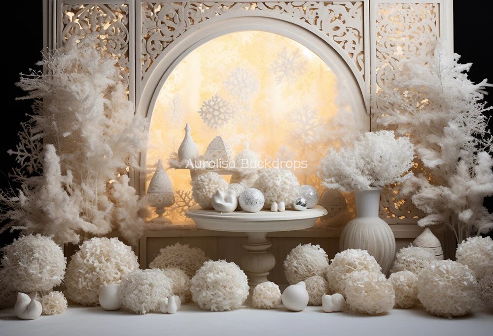 Winter Snowy Forest Backdrops Kids Baby Photography Props Child Adult Photocall Decors Xmas Trees Snowflake Windows Background